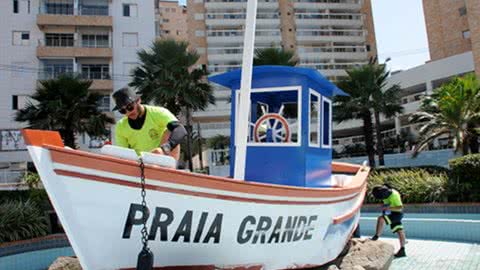 Prefeitura revitaliza barquinho símbolo de Praia Grande - Imagem: reprodução Prefeitura de Praia Grande
