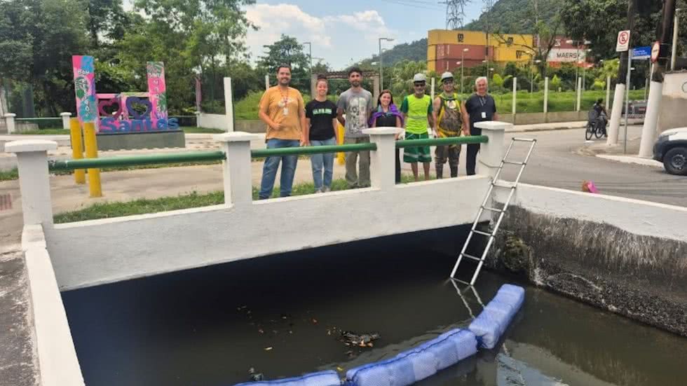 Barreiras ecológicas chega em mais pontos de Santos - Imagem: Divulgação/ Prefeitura de Santos