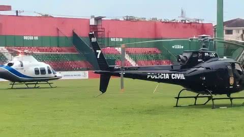 O coração foi transportado por um helicóptero do campo da Portuguesa Santista - Imagem: Portuguesa Santista