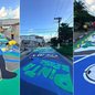 Moradores, comerciantes e voluntários participaram da pintura de aproximadamente 400 metros da Rua Jequié, no Jardim Rio Negro, em São Vicente, em preparação para os jogos da Seleção Brasileira na Copa do Mundo de 2026 - Imagem: Taciele Gomes/Arquivo pessoal