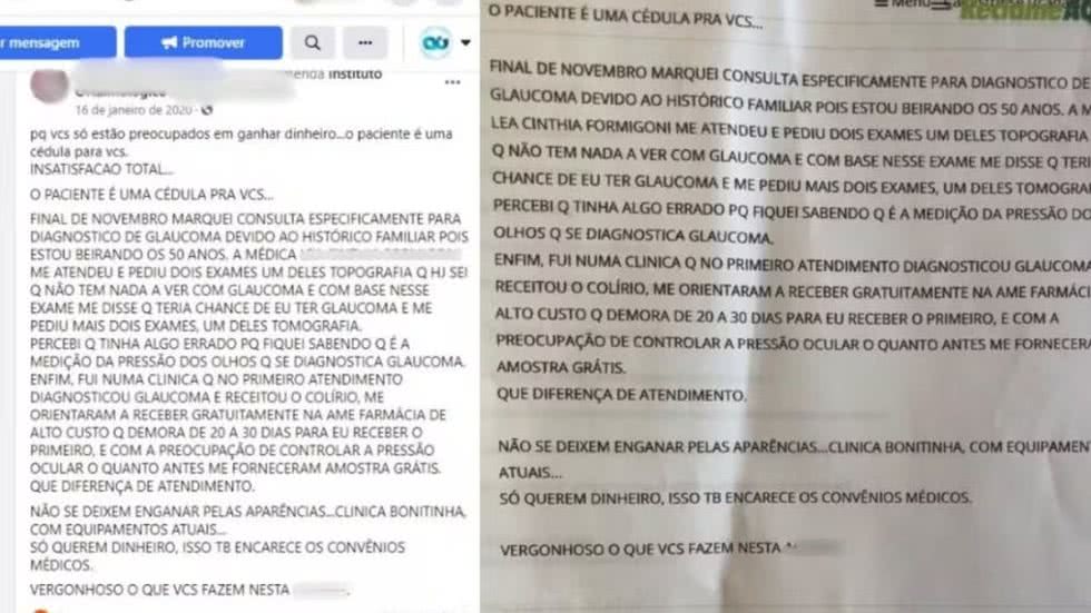 Homem é condenado a pagar R$ 7 mil a clínica após publicação em redes sociais - Imagem: Reprodução/ Imagens anexadas ao processo