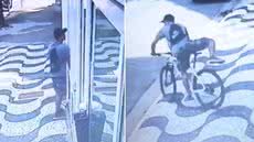 Suspeito invadiu prédio e furtou bicicleta avaliada em R$ 20 mil em Santos (SP). - Imagem: Reprodução | PM