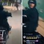 Imagens divulgadas nas redes sociais mostram suspeitos circulando com uma motocicleta furtada no bairro Ocian, em Praia Grande. O veículo foi recuperado pela Guarda Civil Municipal e devolvido ao proprietário - Imagem: Reprodução