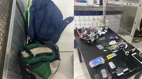 Homens tentavam arremessar mochilas com celulares e armas para detentos. - Imagem: Divulgação