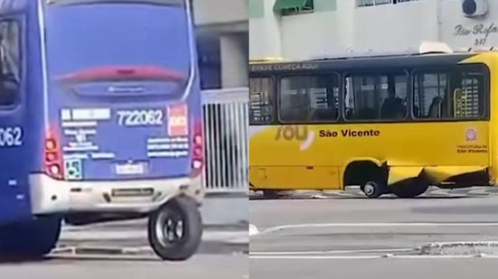 Montagem dos ônibus envolvidos no incidente - Imagem: Reprodução/Viven na Baixada