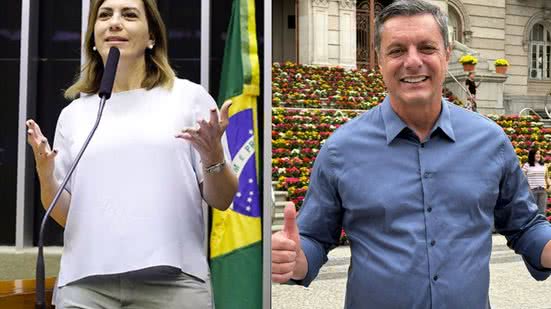 Candidato a reeleição Rogerio Santos vai a segundo turno com Rosana Valle - Imagem: Reprodução/ TSE/ Redes Sociais