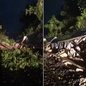 Seis vagões de um trem tombaram após a queda de uma barreira na ferrovia em Paraitinga, em São Vicente, durante as fortes chuvas desta segunda-feira (14). - Imagem: Reprodução