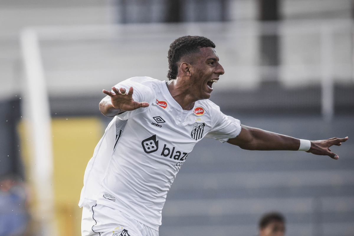 Villarreal comemora gol marcado na goleada contra o Corinthians, pelo Brasileirão sub-20 - Imagem: Flickr/Santos